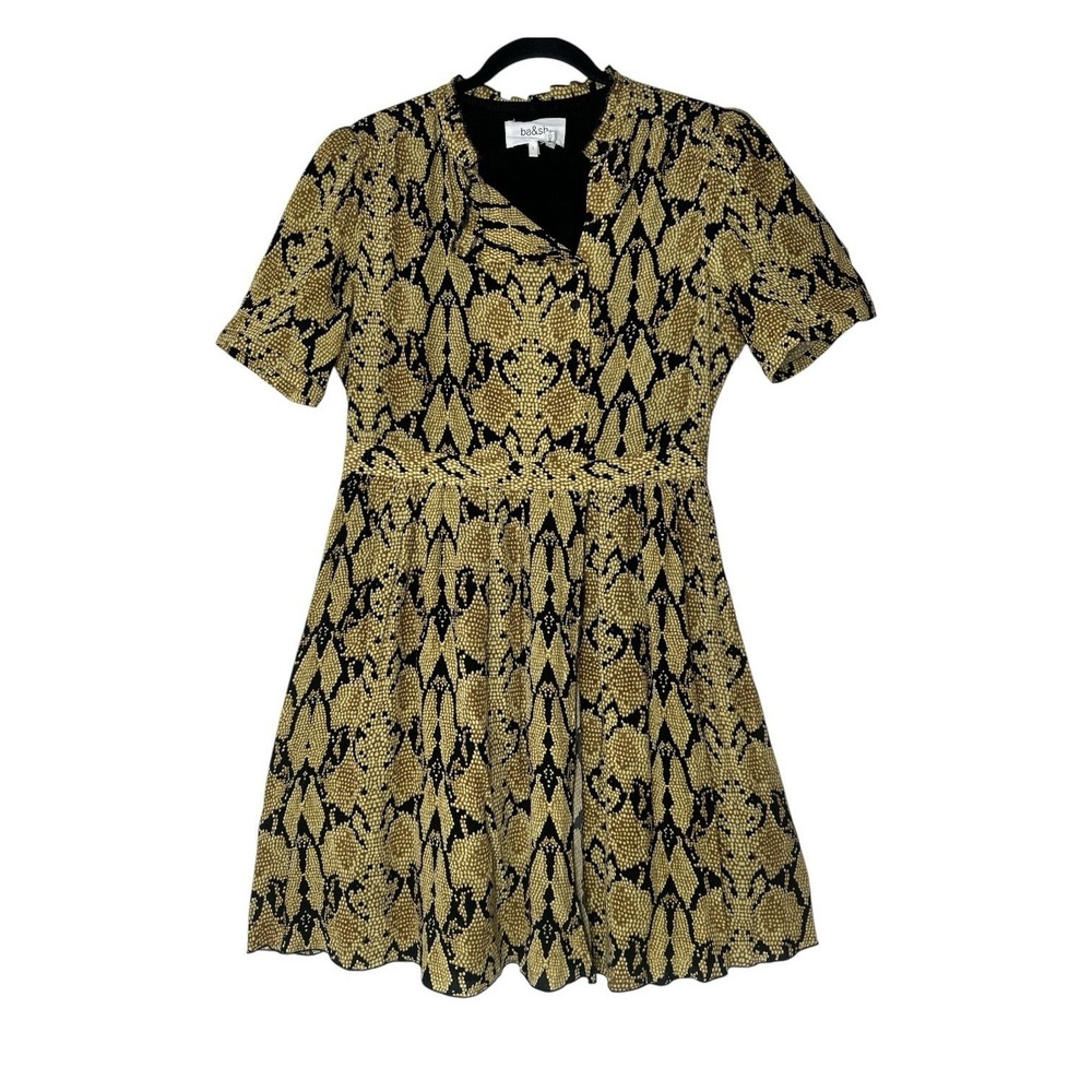 ba&sh Cascade Shift Mini Dress Women's Large Short Sleeves Lined Luxury Formal